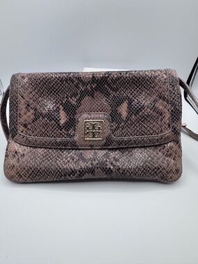 Tory Burch Dark Brown Snake Print Purse